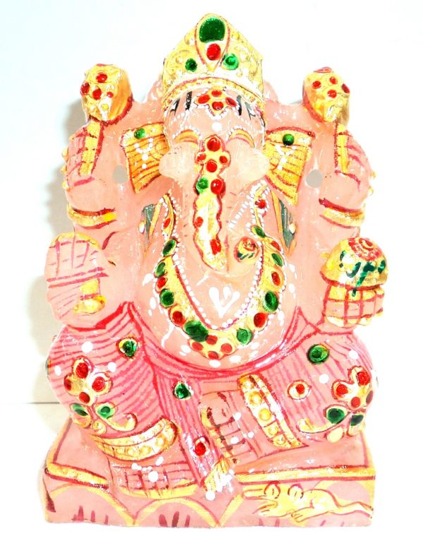 Lord Ganesha In Natural Rose Quartz