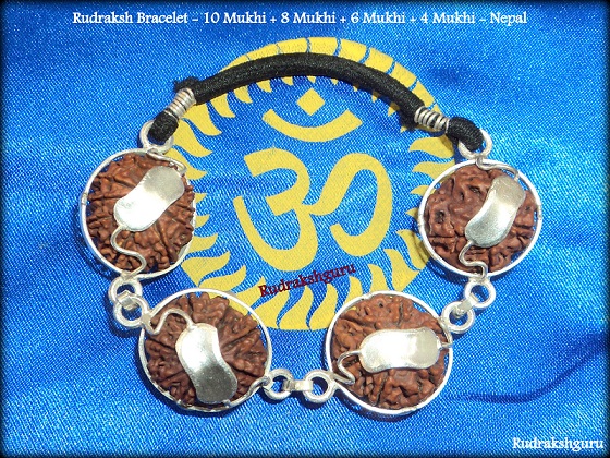 Combination Of 4 Mukhi , 6 Mukhi , 8 mukhi , 10 mukhi Rudraksha In Silver