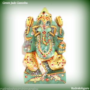 Lord Ganesha In Natural Green Jade