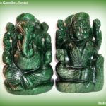 Laxmi Ganesha Idol In Natural Green Jade
