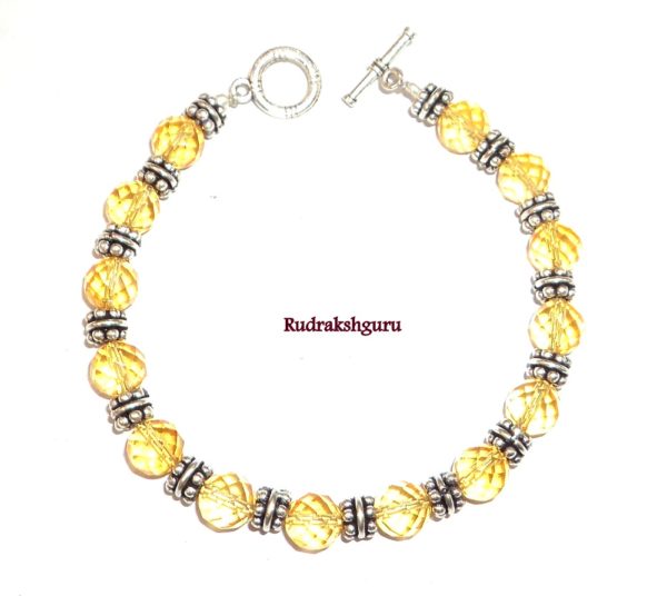 Yellow Citrine Bracelet With German Silver Spacers