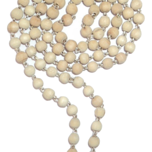 White Tulsi Beads Mala In Silver Wire