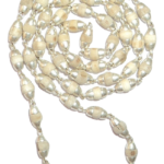 White Tulsi Beads Mala In Silver Conical Caps