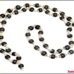 Black Tulsi Mala in Silver Self Design Caps
