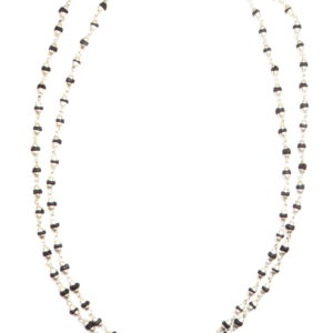 Black Tulsi Beads Mala In Silver caps