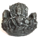 Lord Vishnu With Sridevi and Bhudevi Carved on Natural Sudarshan Shaligram