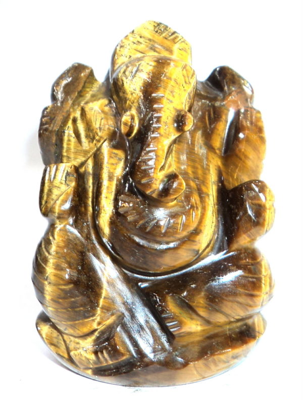 Ganesha Idol In Natural Tiger Eye