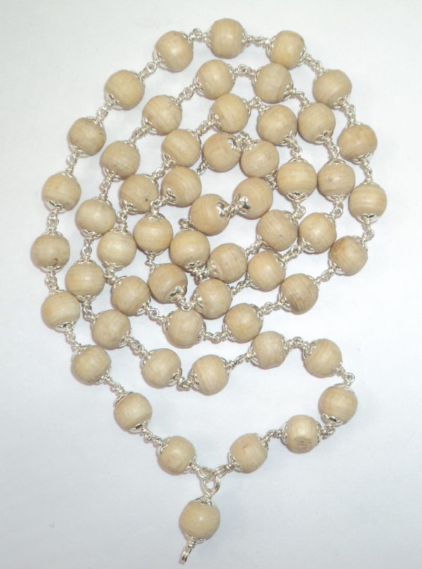 White Tulsi Mala in Silver - 55 Beads