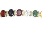 Nine Gems Bracelet In Silver