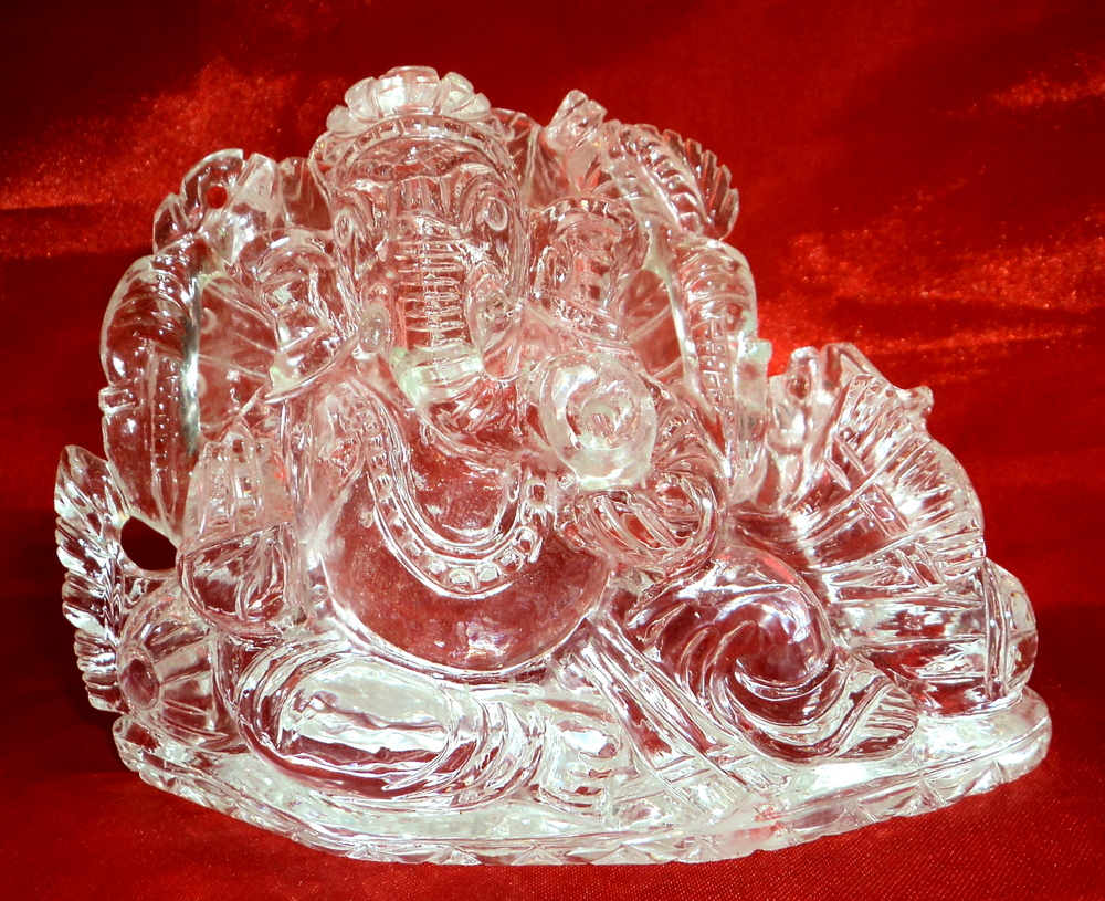 Lord Ganesha In Pure Quartz Crystal - Lab Certified