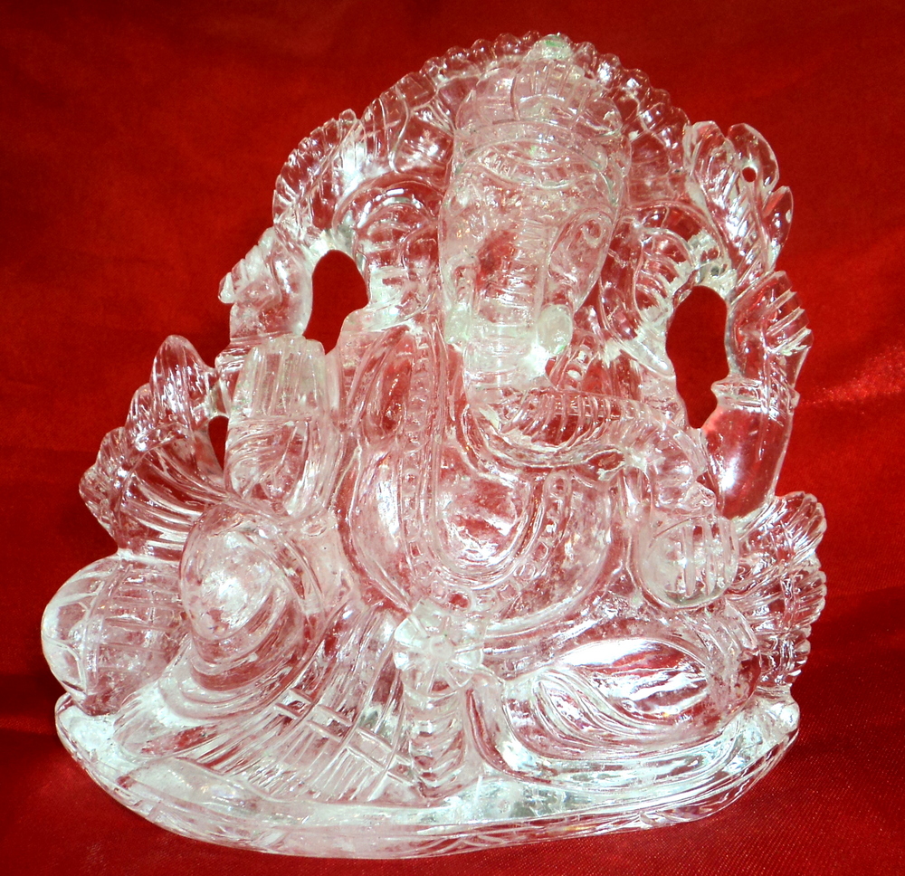 Lord Ganesha In Pure Quartz Crystal - Lab Certified
