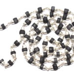 Black Tulsi Mala In Silver Conical Caps