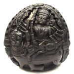 Durga Murti Carved On Natural Sudarshan Shaligram