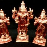 Lord Srinivasa with consorts Sridevi Bhudevi In Pure Solid Copper
