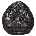 Goddess Laxmi Idol On Natural Golden Sudarshan Shaligram