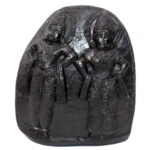 Panduranga With Rukmani On Natural Golden Sudarshan Shaligram