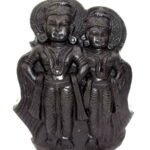 Panduranga With Rukmani On Natural Golden Sudarshan Shaligram