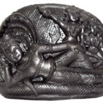 Lord Vishnu With Sridevi and Bhudevi on Natural Shaligram