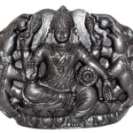 Gaja Lakshmi Idol on Natural Golden Sudarshan Shaligram