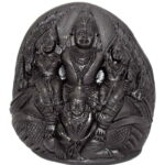 Lord Vishnu With Sridevi and Bhudevi on Garuda on Golden Sudarshan Shaligram