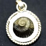 Golden Sudarshan Shaligram Pendant in Pure Silver