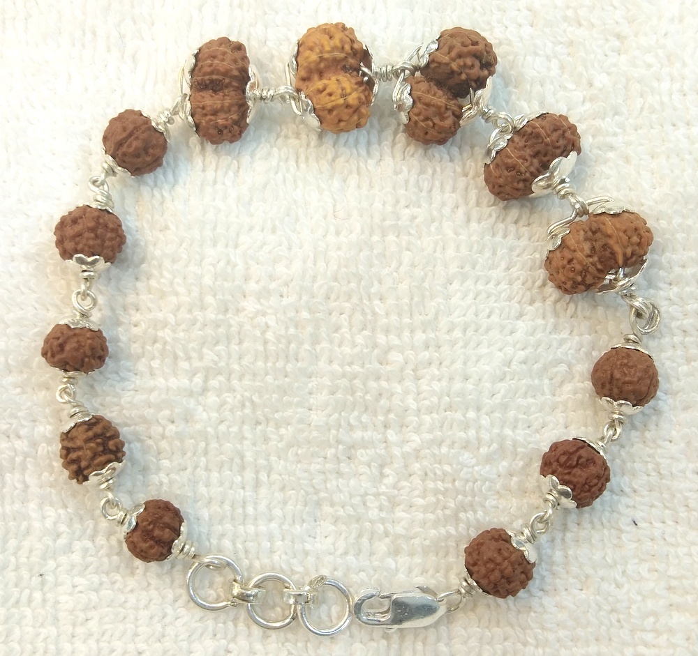 Sterling Silver Natural Rudraksha Beads Bracelet - Shraddha Shree Gems