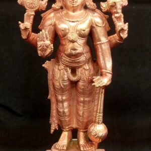 Lord Vishnu Idol In Pure Solid Copper - 6.5 Inches