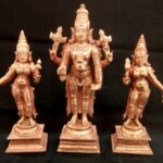 Lord Srinivasa with consorts Sridevi Bhudevi In Pure Solid Copper