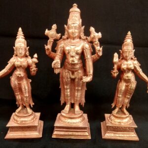Lord Srinivasa with consorts Sridevi Bhudevi In Pure Solid Copper