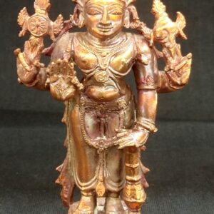 Lord Vishnu Idol In Pure Solid Copper - 4.20 Inches