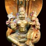 Laxmi Narsimha With Adishesha In Pure Solid Copper - 6 Inches