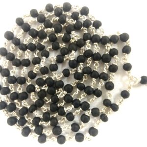 Ebony Mala / Karungali Mala In Pure Silver - 4 mm