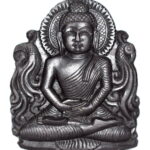 Lord Buddha Murti On Natural Golden Sudarshan Shaligram