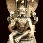 Lord Narsimha With Adishesha In Pure Solid Copper - 6 Inches