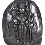 Lord Rama Idol on Natural Golden Sudarshan Shaligram