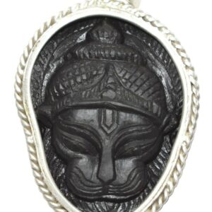 Narsimha Shaligram Pendant on Sudarshan Shaligram in Pure Silver