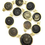 Rare Big Size Sudarshan Shaligram Mala In Panchdhatu - 11 Pc