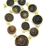 Rare Big Size Sudarshan Shaligram Mala In Panchdhatu - 11 Pc