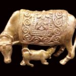 Cow with Calf in Pure Solid Copper