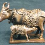 Cow with Calf in Pure Solid Copper