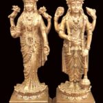 GuruVayuRappan with Goddess Laxmi Idol in Pure Solid Copper - 5 inches