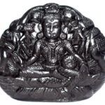 Gaja Lakshmi Idol on Natural Golden Sudarshan Shaligram
