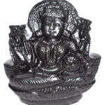 Goddess Laxmi Idol On Natural Golden Sudarshan Shaligram