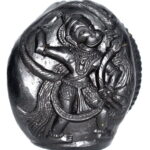 Lord Hanuman Idol In Natural Golden Sudarshan Shaligram