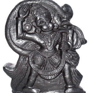 Lord Hanuman Idol on Natural Golden Sudarshan Shaligram