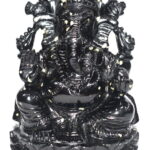 Lord Ganesha idol in Snowflake Obsidian - 1001 gms