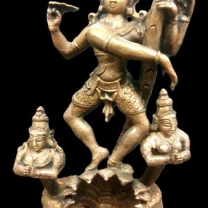 Krishna Idol On Kaliya Snake / Kaliya Mardana Idol In Pure Solid Copper - 6.5 inches
