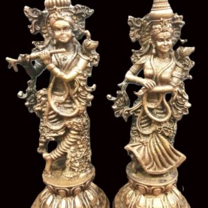 Radha Krishna Idol In Pure Solid Copper - 6 inches