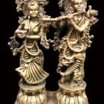 Radha Krishna Idol In Pure Solid Copper - 7 inches