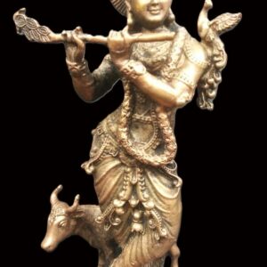 Lord Krishna Idol In Pure Solid Copper - 6 inches